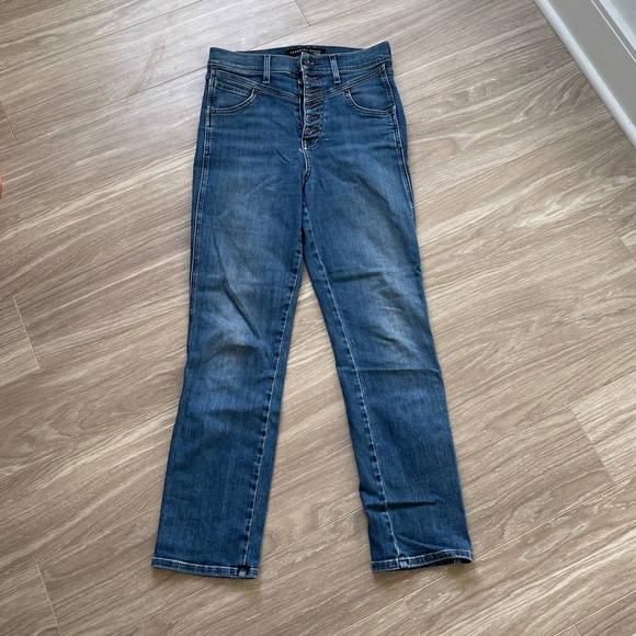 Veronica Beard Ryleigh Slim Straight High Rise Jeans Sz 27 Dark Wash - Picture 1 of 13